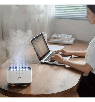 Humidificador Difusor Aroma 900ml Luz Rgb Movimiento Ritmico - Blanco