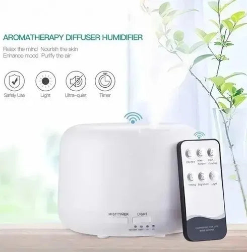 Difusor De Aromas Control Remoto Humidificador 500 Ml - Blanco