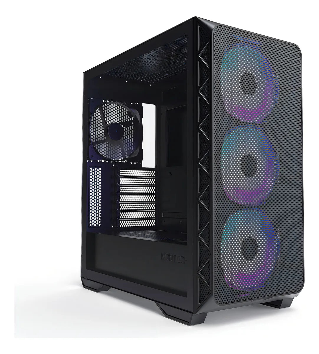 Montech Air 903 Max, E-atx Mid Tower Case, Alto Flujo De Aire, 3 X 140 Mm Argb Pwm Y 1 X 140 Mm Pwm Ventiladores Preinstalados, Panel Lateral De Vidrio Templado, Malla Frontal, Tipo C, Soporte 4090