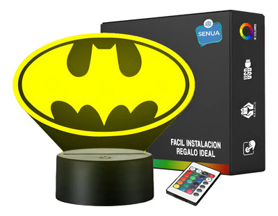 Lámpara De Noche Led Logo Batman Holograma Decoración Regalo Negra