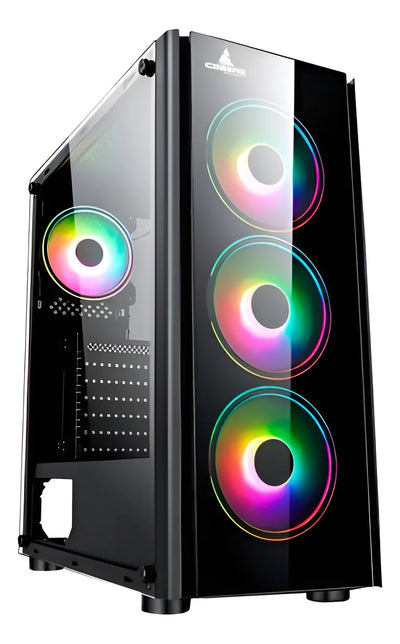 Caja Gabinete Iceberg Crystal G9 Atx X4 Ventiladores Rgb Negro
