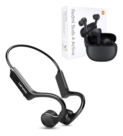Audifonos Conducción Ósea Lenovo X4 + Xioami Redmi 4 Active Negro
