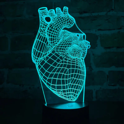 Lámpara Led 3d Corazón Humano Anatómico Decoración Regalo - Negra