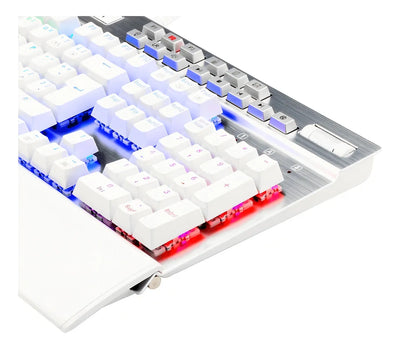 Teclado Redragon Yama QWERTY Outemu Purple español latinoamérica color blanco con luz RGB