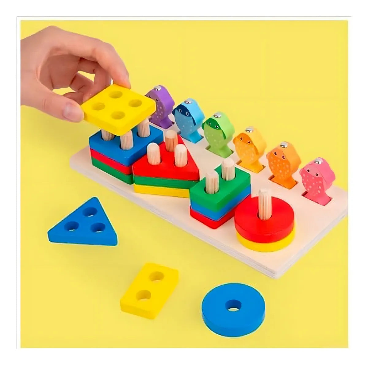 Juego Madera Encastre Y Pesca 2 En 1 Aprendizaje Niños Color Multicolor