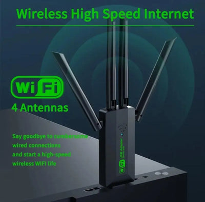 Adaptador Usb Wifi Doble Banda 4 Antenas Tarjeta 5g 1300 Mb