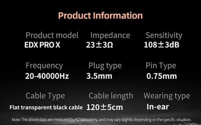 Auriculares Kz Edx Pro X Black Return sin micrófono