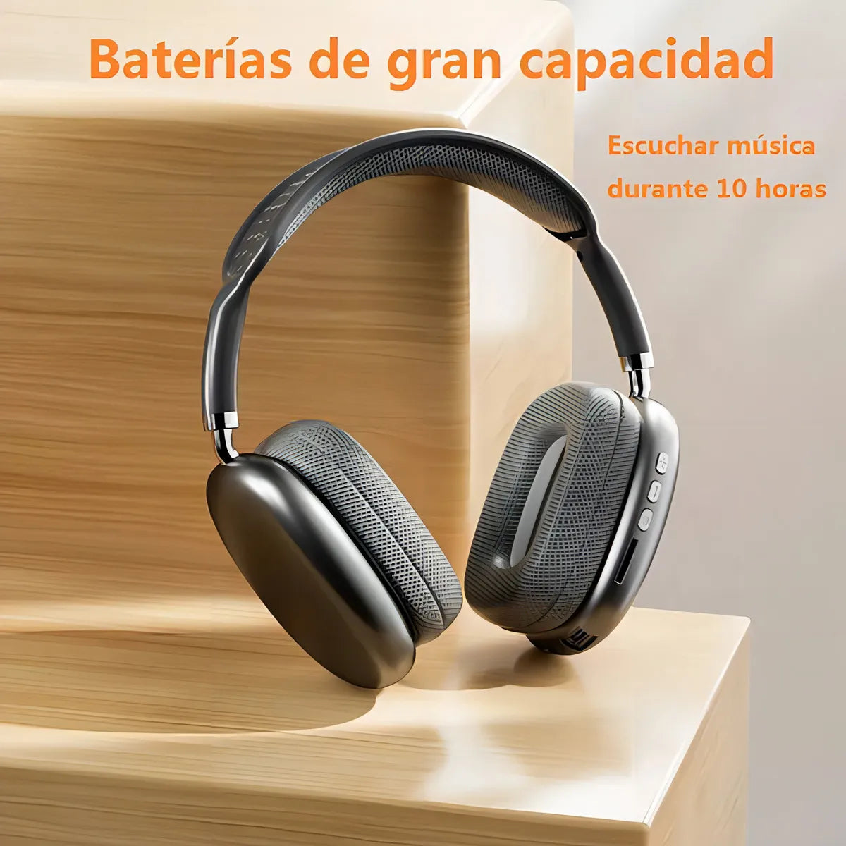 Audifonos Diadema Inalambricos Bluetooth Com Mic Ajustables JE1001 P9 color Negro