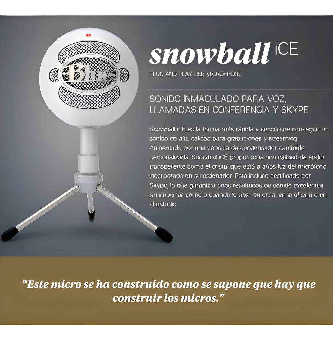 Micrófono Blue Snowball Ice Condensador Cardioide color blancoS