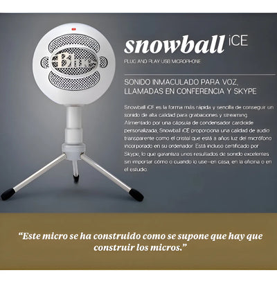 Micrófono Blue Snowball Ice Condensador Cardioide color blancoS