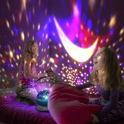 Lampara Proyector Giratorio Estrellas Luz Regalo Niños Bebé Violeta