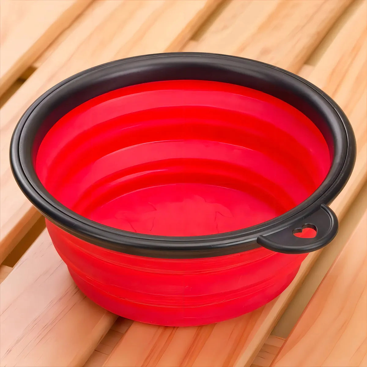 Plato De Goma Plegable Portátil De Mascotas Perro Y Gato Color Rojo