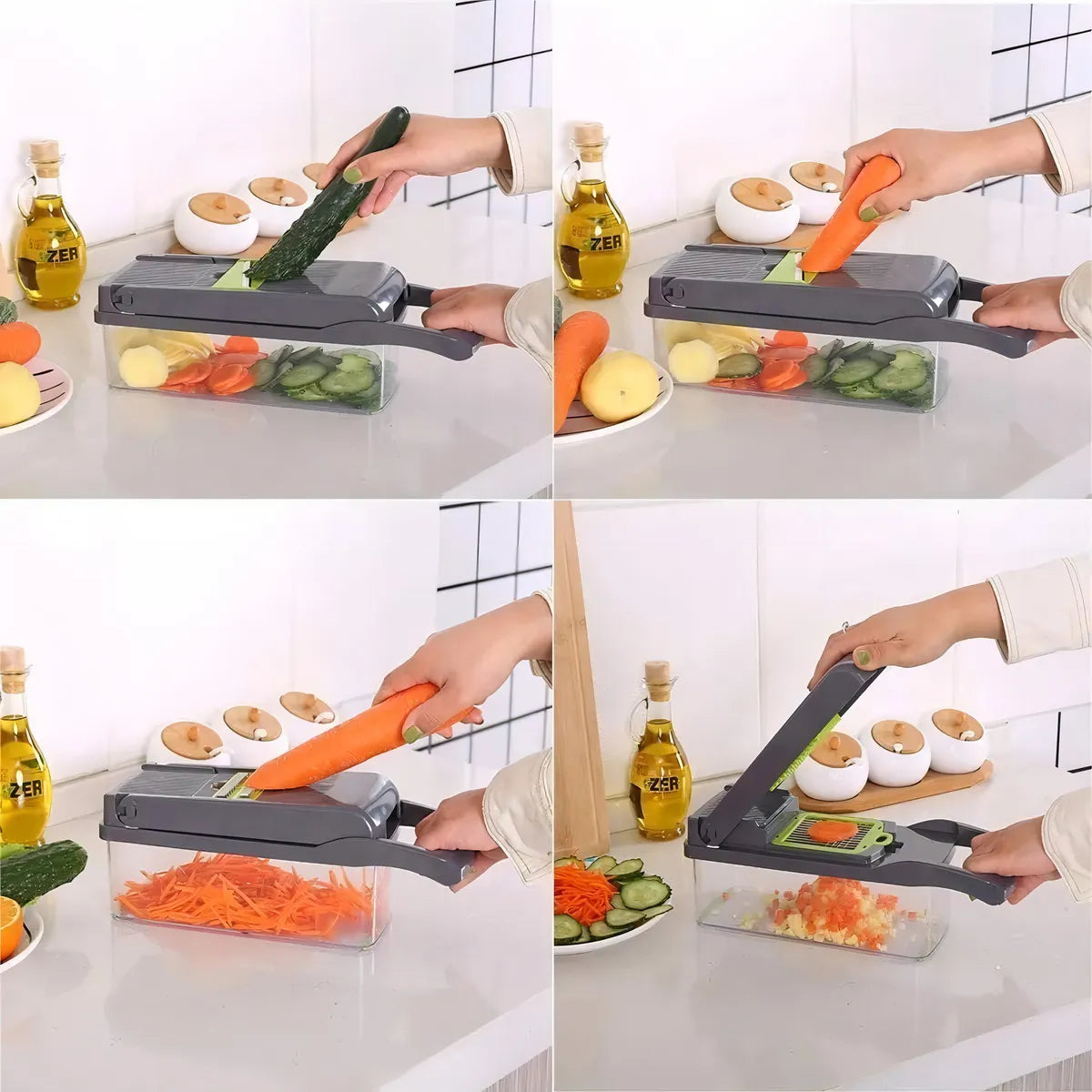 Mandolina Cortador Verduras Multi Picador Vegetales 15 En 1 Verde