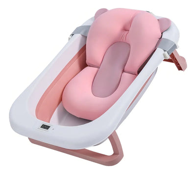 Bañera Plegable Para Bebé Con Termómetro, Cojín Y Desagüe Planet Home 70x44x19cm Rosa
