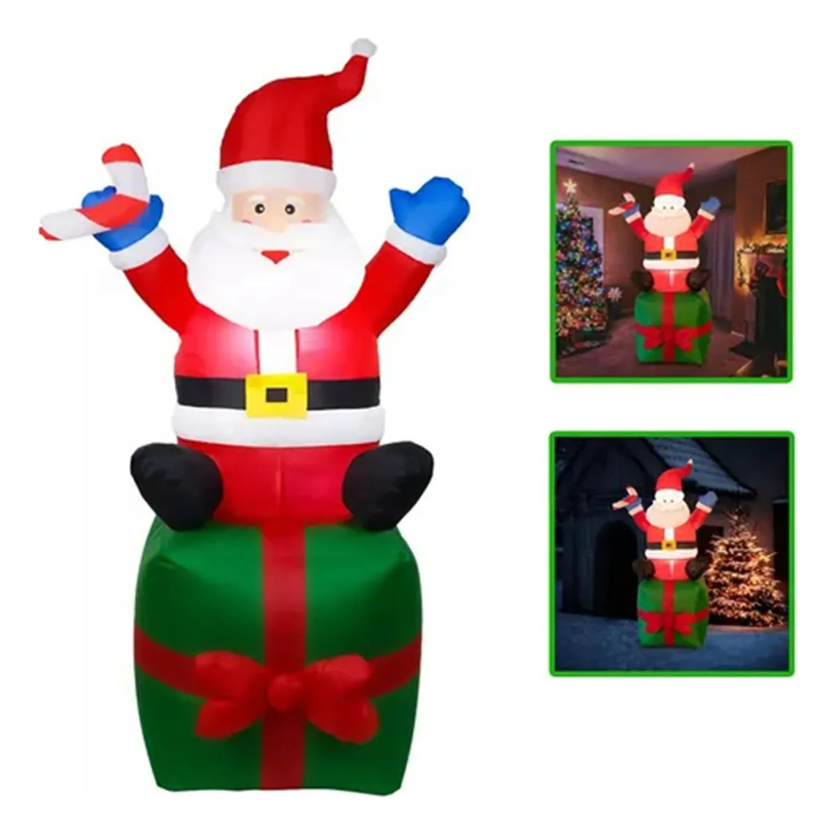 Papá Noel Iatable De 6 Pies Con Luces Led Para Jardín Rojo