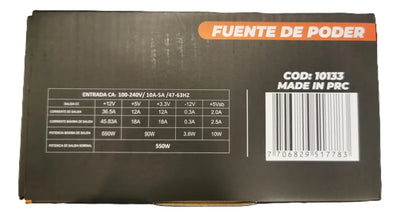 Uf-550w Fuente De Poder Bronze 80 Plus 550w Reales Iconnex Negro
