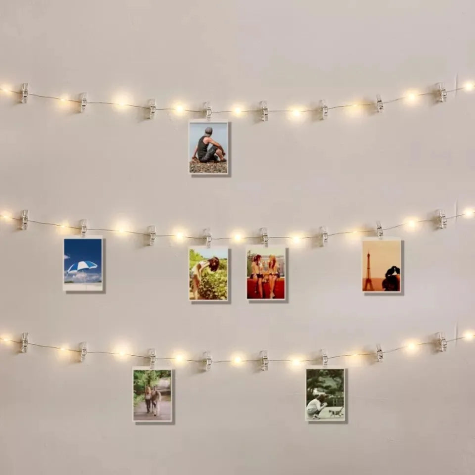 Extensión Led 10 Pinza Foto Guirnalda Cadena Decorativo Pila Cálido