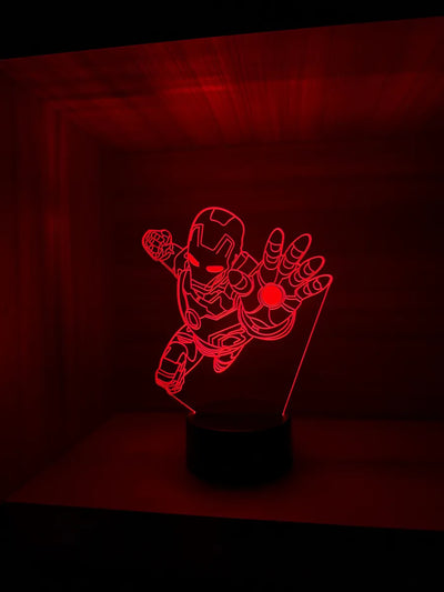 Lámpara De Noche Led Iron Man Holograma Regalo Decoración Negra