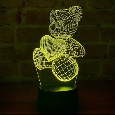 Lampara De Noche Led 3d Oso Niños Regalo Novios Amor Negra