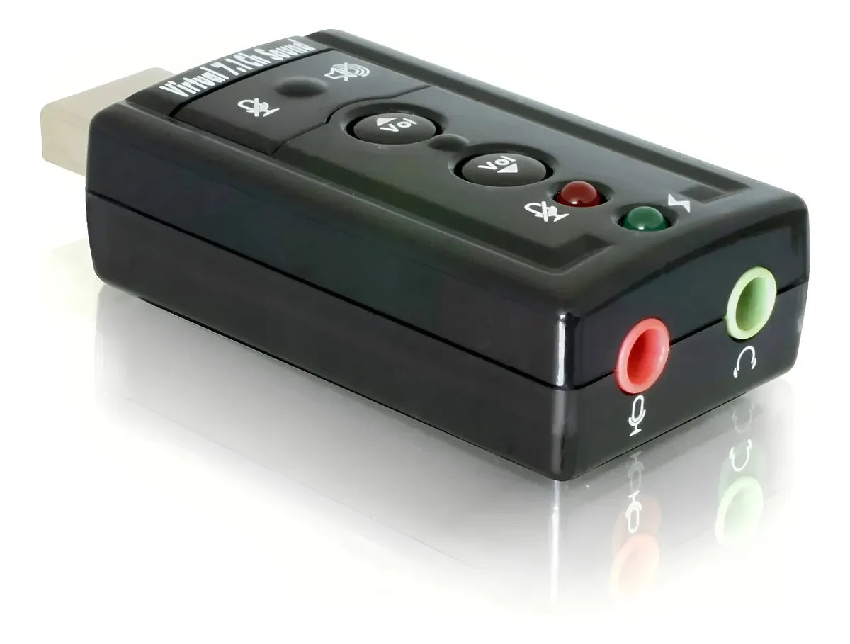 Tarjeta De Sonido Externa Usb 7.1 Adaptador Audio Microfono Color Negro