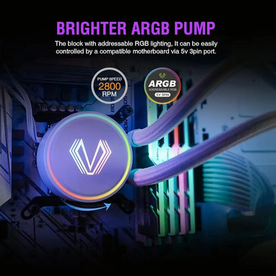 Vetroo V240 White Liquid Cpu Cooler 240mm Direccionable Rgb