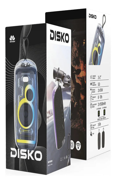 Parlante Movisun Disko 16w Potencia Tws Luz Rgb De 360° Color Negro