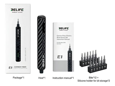 Destornillador Electrico Relife E1 12 Puntas Celulares Color Negro