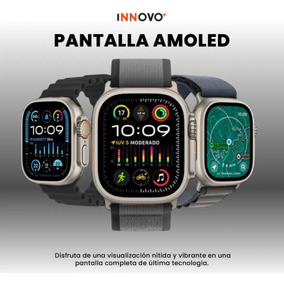 Smartwatch H9 Ultra Plus 49mm 7 Correas Nfc, Amoled, Bluetooth Negro
