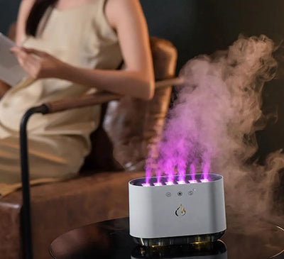 Humidificador Difusor Aroma 900ml Luz Rgb Movimiento Ritmico - Blanco