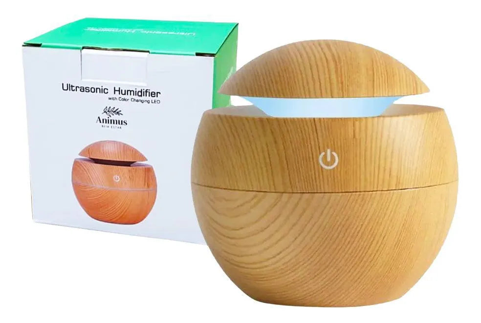 Difusor y humidificador de aromas Led Sphere Wood de 130 ml
