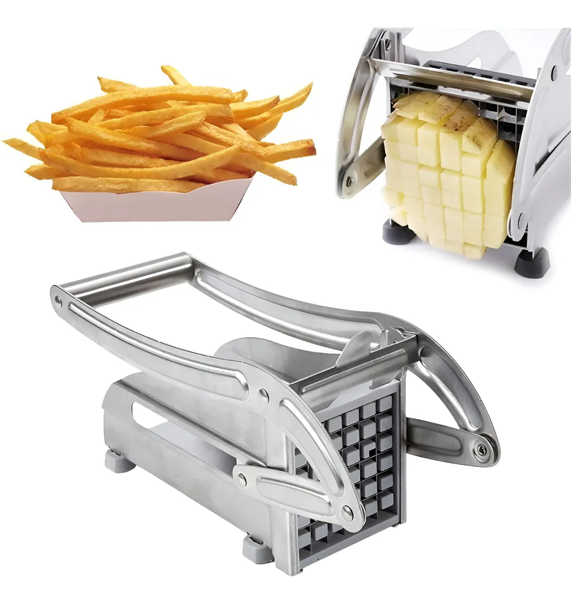 Cortador De Papas Rallador De Verduras Rebanador De Cebollas Color Plata