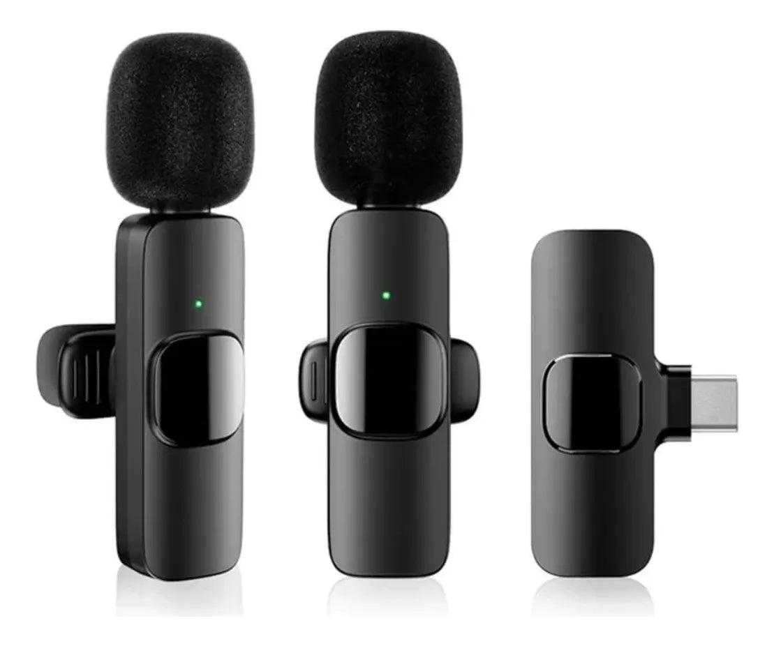 Microfono Inalambrico K9 Solapero 2en1, Celular Tipo C Color Negro