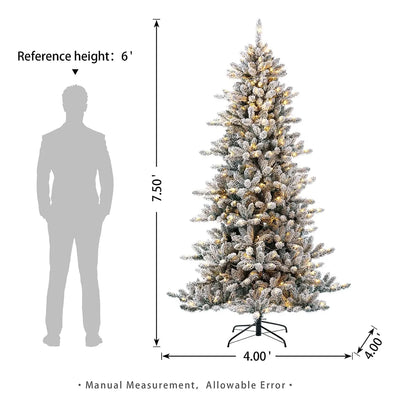 Glitzhome Arbol De Navidad Artificial De Abeto Flocado De Ni