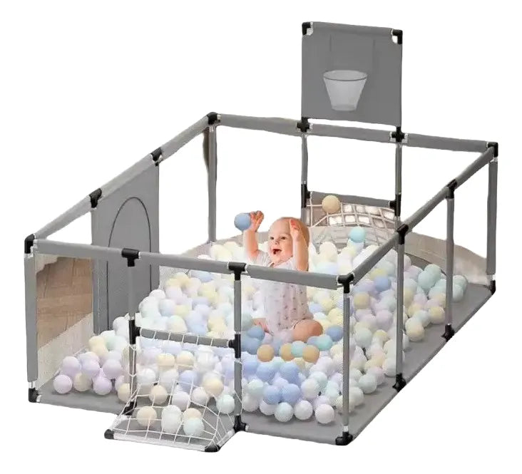 Parque Infantil Corral De Juegos Bebes Con Cancha Color Gris