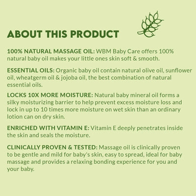 Wbm Care Aceite De Masaje Hidratante Para Bebés | Sin Acei.