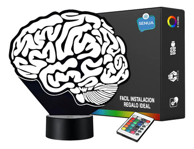 Lámpara De Noche Led Cerebro Decoración Regalo Holograma Negra