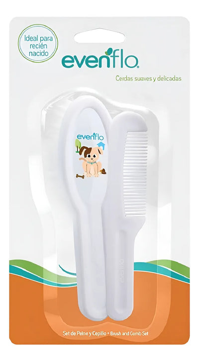 Set De Peine Y Cepillo Evenflo 2pcs Blanco