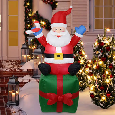 Santa Navideño Decoración Navideña Para El Hogar Con Luces Rojo Santa Con Regalo