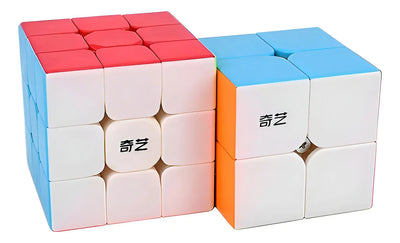 Pack X2 Rubik 2x2-3x3 Qiyi Stickerless Speed Cube