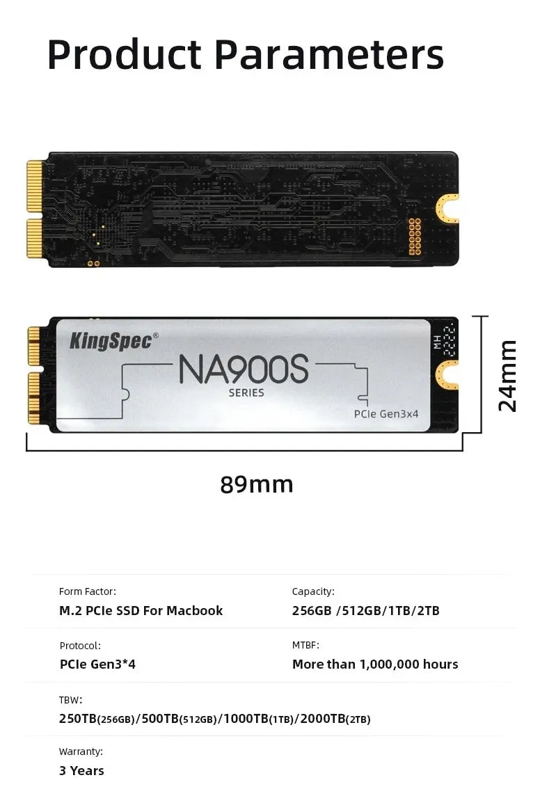Ssd 512 Gb M.2 Nvme Pcie Compatible Macbook Pro Retina Air Negro