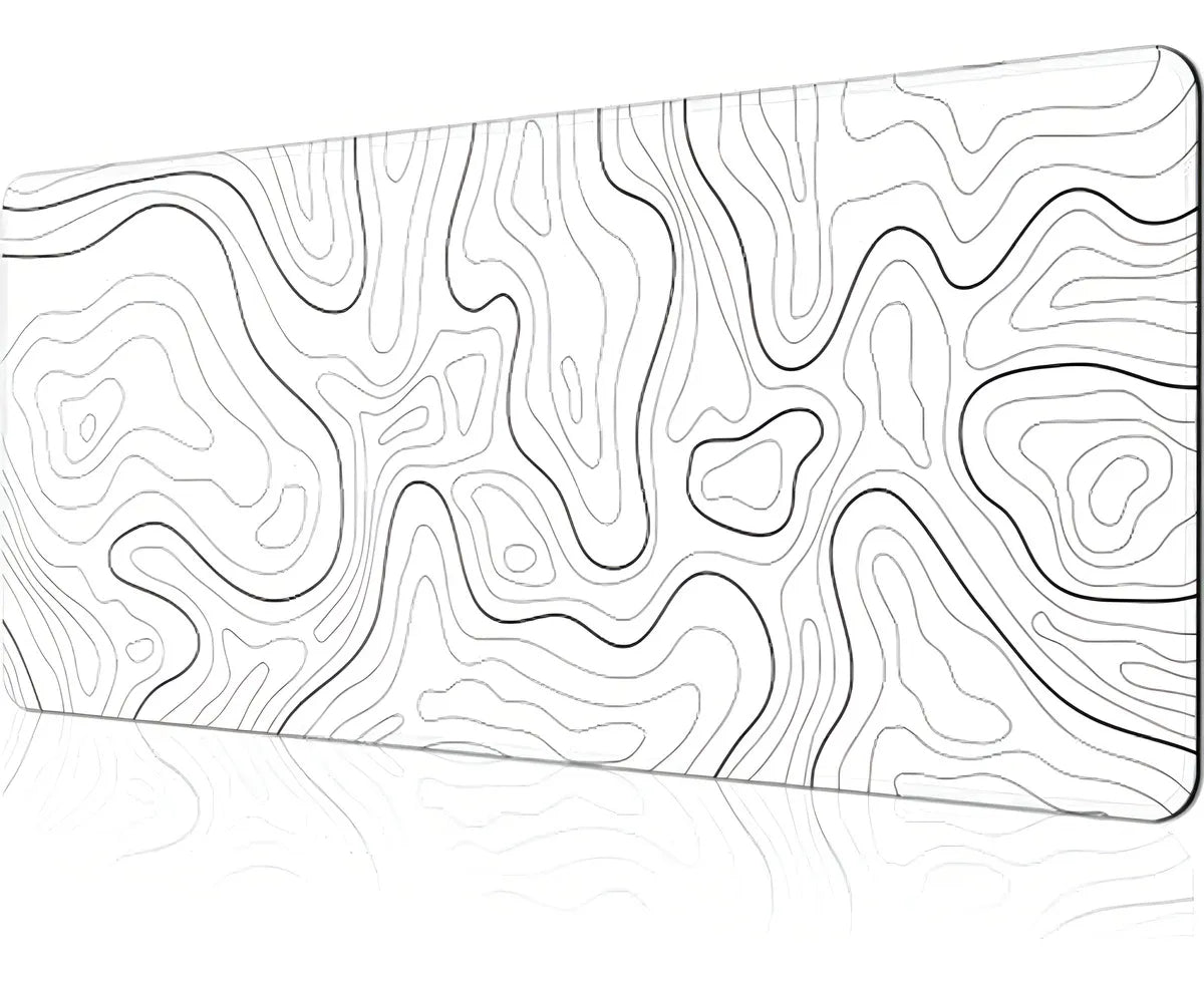 Gran Mouse Pad Gaming Xl Mapa Topográfico Blanco 31.5x11.8 I