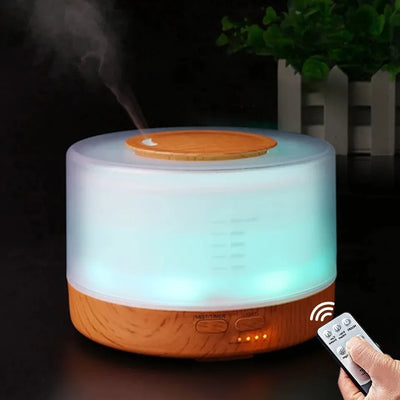 Difusor De Aromas 500ml Control Remoto Humidificador+esencia - Madera