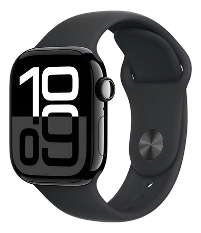 Apple Watch Series 10 GPS • Caja de aluminio negro azabache de 42 mm • Correa deportiva negra - M/L