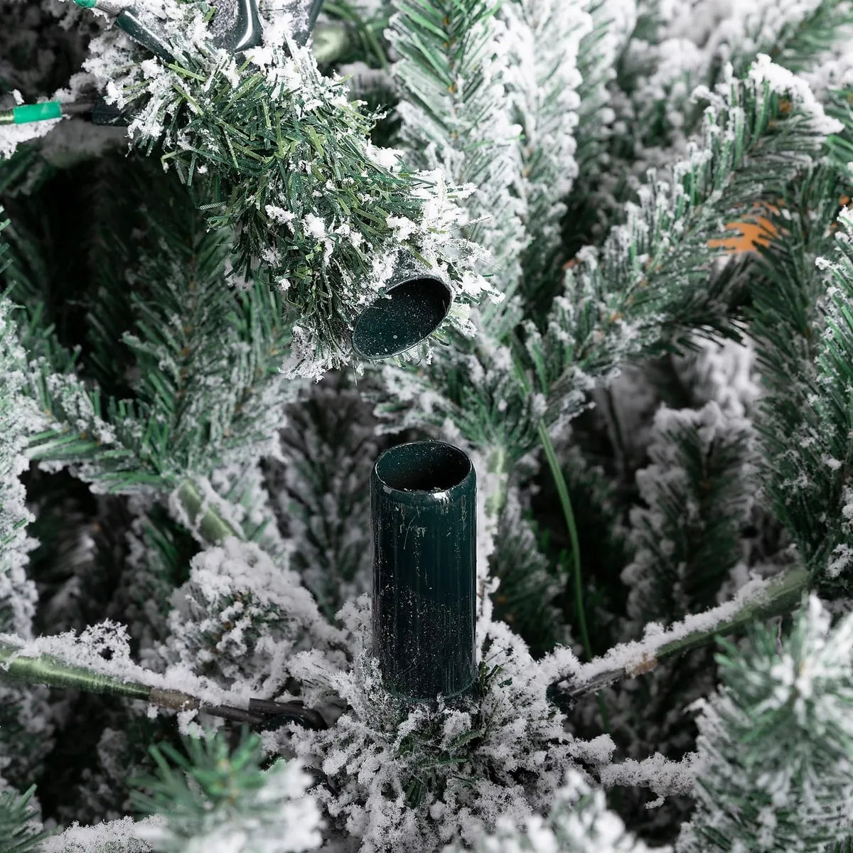 Glitzhome Arbol De Navidad Artificial De Abeto Flocado De Ni