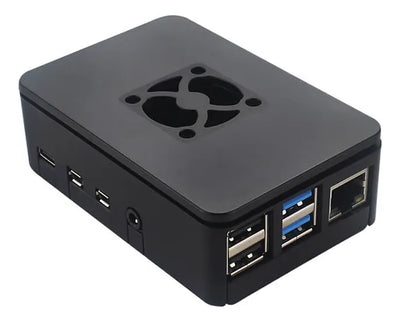 Caja O Case Para Raspberry Pi 4 B Negro Con Ventilador
