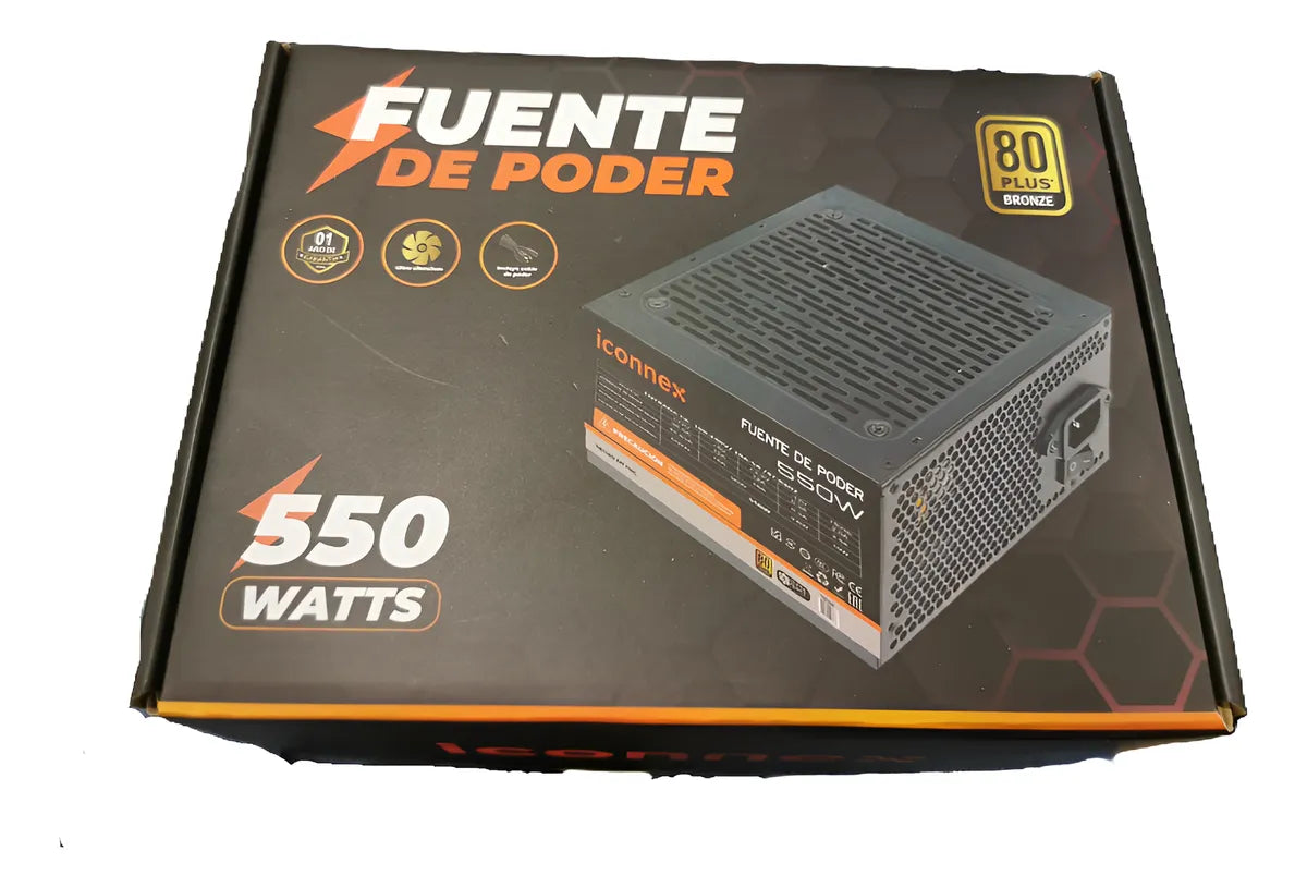 Uf-550w Fuente De Poder Bronze 80 Plus 550w Reales Iconnex Negro