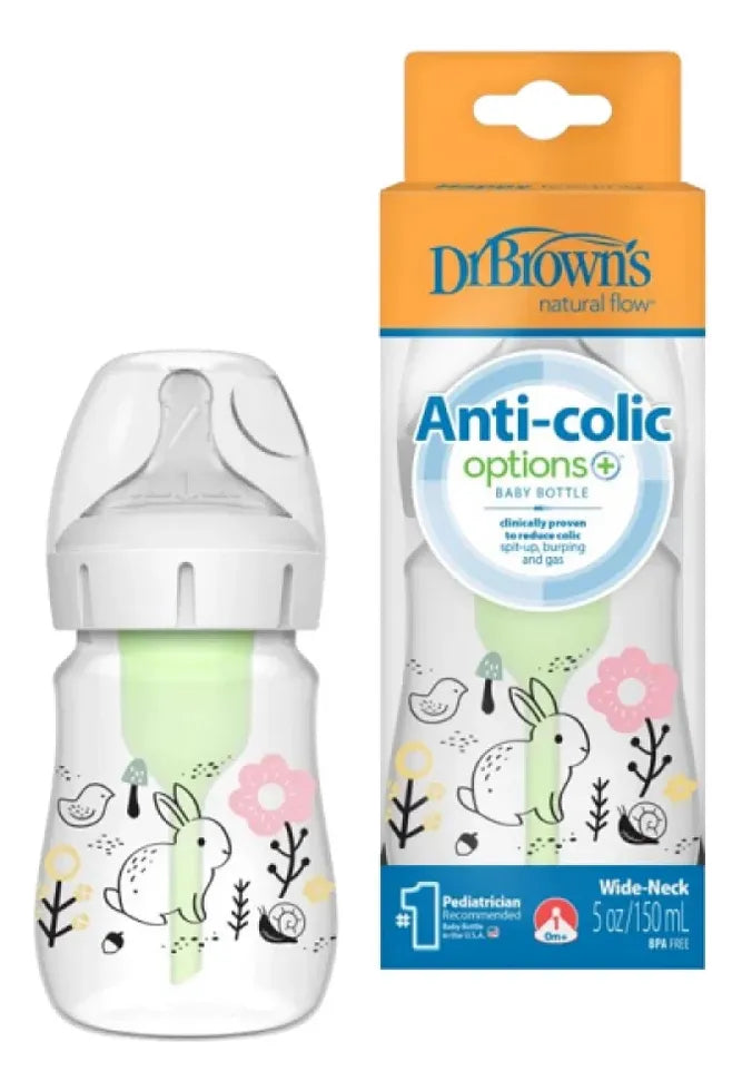 Tetero Boca Ancha 5 Oz Decorado Jardin Recien Nacidos Dr Bro Color Rosa Pálido