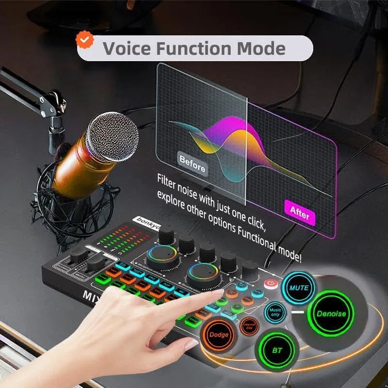 F999max - Tarjeta De Sonido En Vivo, Mezclador De Audio Prof