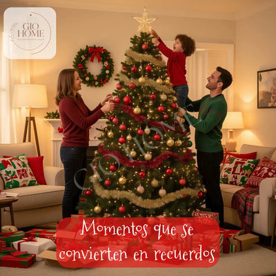 Arbol De Navidad Nevada 2.25m 1349 Puntas Gio Home Pino Navideño Look Natural Base Metalica Artificial Para Decoracion Con Bolas Adornos Extensiones Cintas Bombillos Botas Campanas Luces Estrella Noel