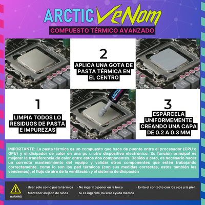 Combo Pasta Termica Y Pad 1.0 Mm Arctic Venom 13.2 Wmk